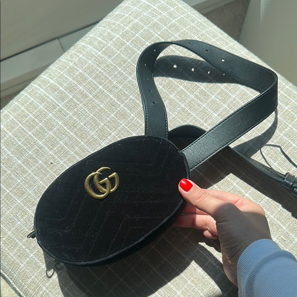 Gucci Black Crossbody Bag with Gold GG Logo